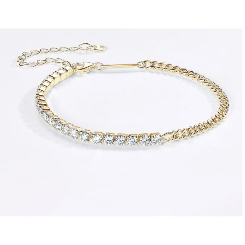 Adjustable Moissanite Tennis 3mm 2.20cttw Full D Moissanite Diamond Half Cuban.